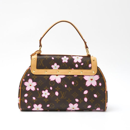LOUIS VUITTON Authentische Vintage Sac Retro PM M92012 Handtasche Monogramm Kirschblüte x Leder Braun x Rosa Band Kirsche