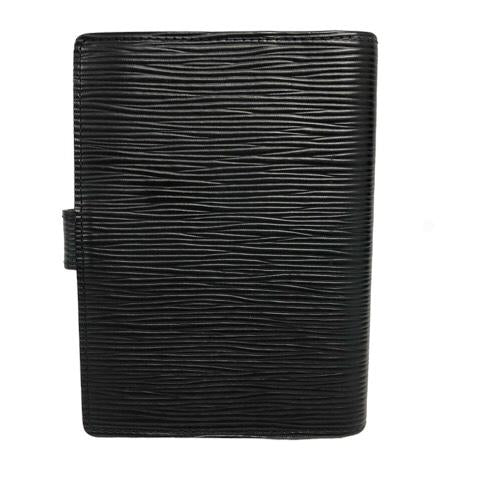 LOUIS VUITTON Authentische Vintage R20052 Agenda PM Epi Notebook Cover System Notebook Leder 6-Ring Gold Hardware Schwarz