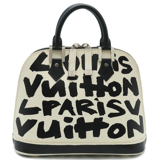 LOUIS VUITTON Authentic Vintage Graffiti Alma MM Handbag Black Ivory