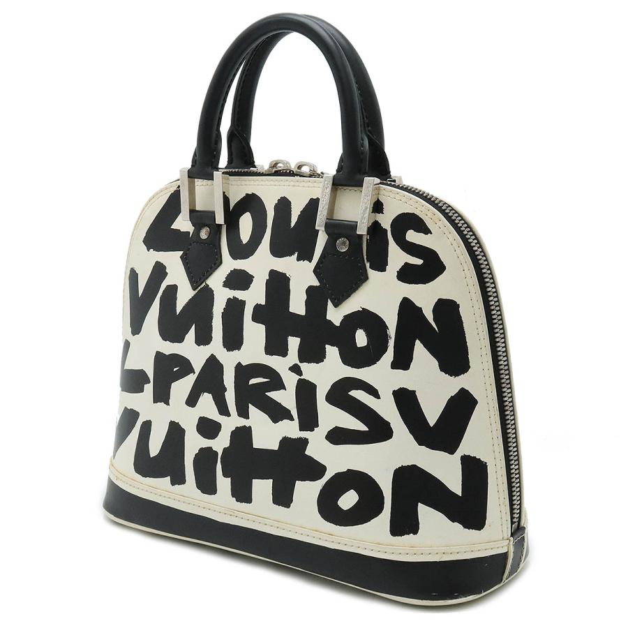 LOUIS VUITTON Authentic Vintage Graffiti Alma MM Handbag Black Ivory