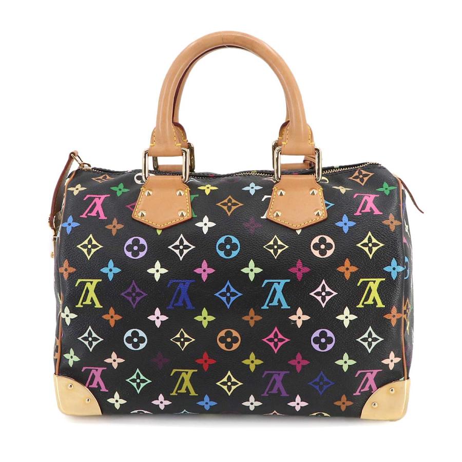 LOUIS VUITTON Authentic Vintage Monogram Multicolor Speedy 30 Handbag Noir M92642 Black