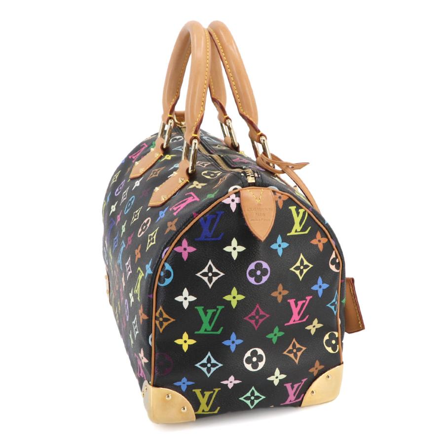 LOUIS VUITTON Authentic Vintage Monogram Multicolor Speedy 30 Handbag Noir M92642 Black