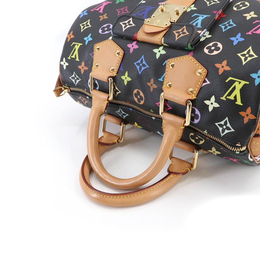 LOUIS VUITTON Authentic Vintage Monogram Multicolor Speedy 30 Handbag Noir M92642 Black