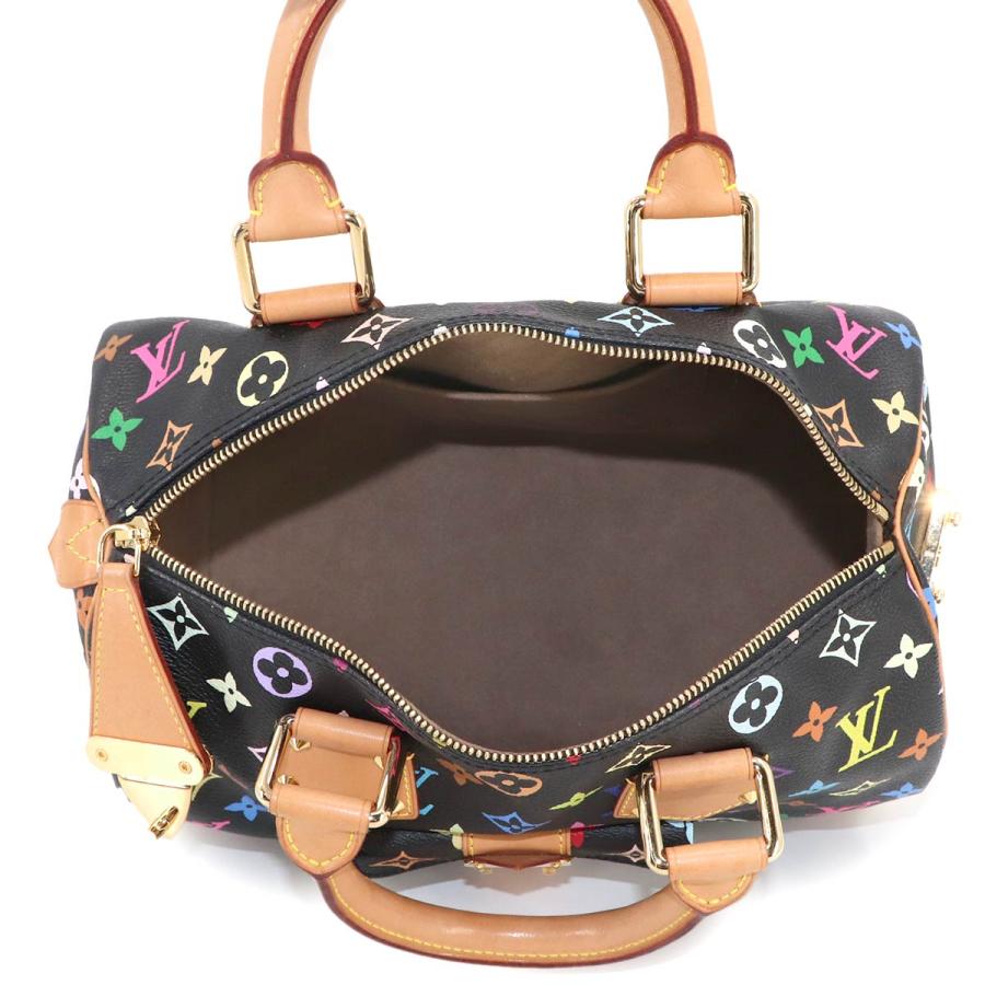 LOUIS VUITTON Authentic Vintage Monogram Multicolor Speedy 30 Handbag Noir M92642 Black