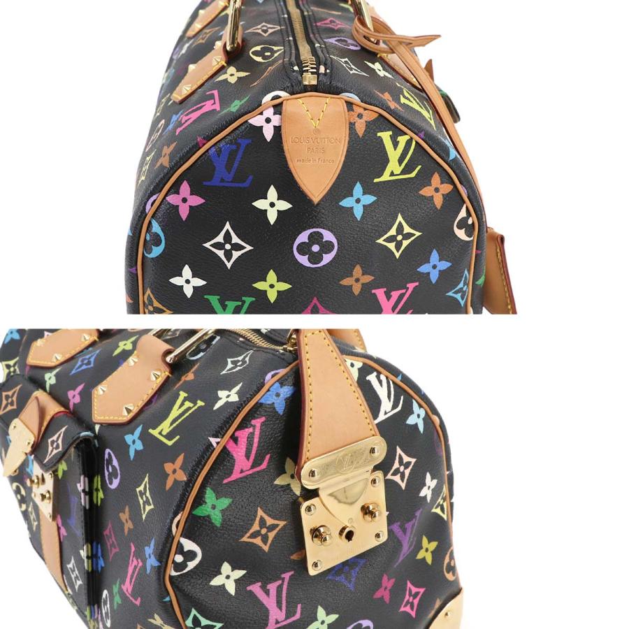 LOUIS VUITTON Authentic Vintage Monogram Multicolor Speedy 30 Handbag Noir M92642 Black