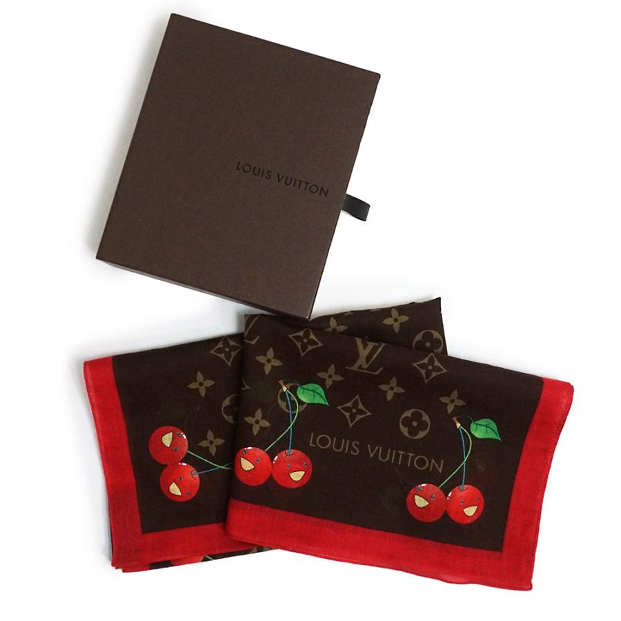 LOUIS VUITTON Authentic Vintage Murakami Monogram Cherry Bandana Scarf 100% Cotton