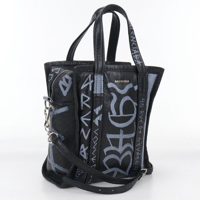 BALENCIAGA Bazaar Shopper XS 2WAY Graffiti 513989 Tote Bag leather