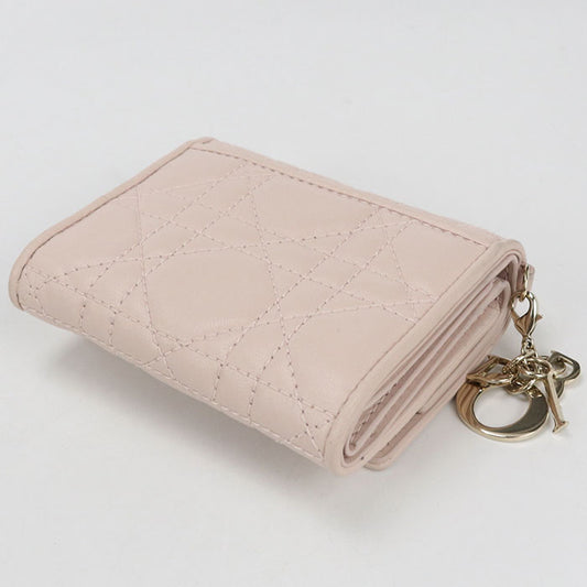 Dior Lotus Wallet Lady Dior S0181ONMJ Tri-fold wallet lambskin Women's