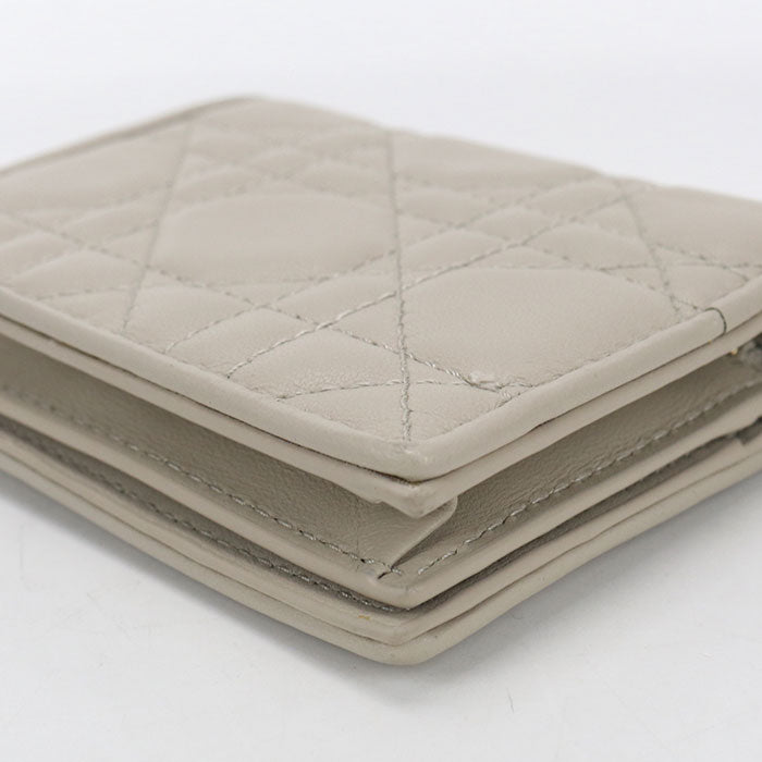 Dior Gardenia Wallet Lady Dior Folded wallet lambskin Women's