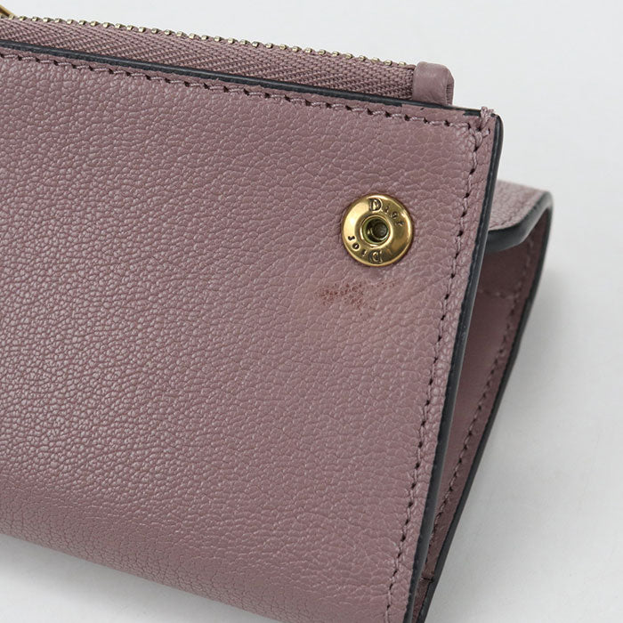 Dior Lotus Wallet saddle Three fold wallet/Goatskin Women's