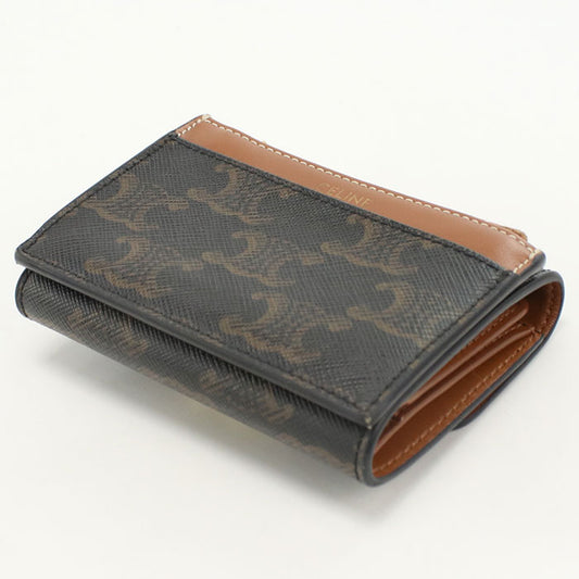 CELINE Compact wallet with coin compartment Triomphe canvas 10I652DS3.04LU Three fold wallet PVC Women
