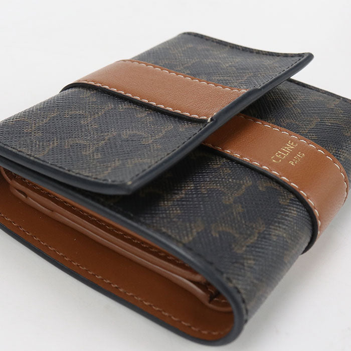 CELINE Small trifold wallet Triomphe canvas 10D572BZ9 Three fold wallet PVC Women