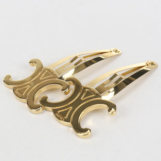 CELINE Set of 2 snap hair clips Triomphe 46Z656BSL hair accessory metal Women's
