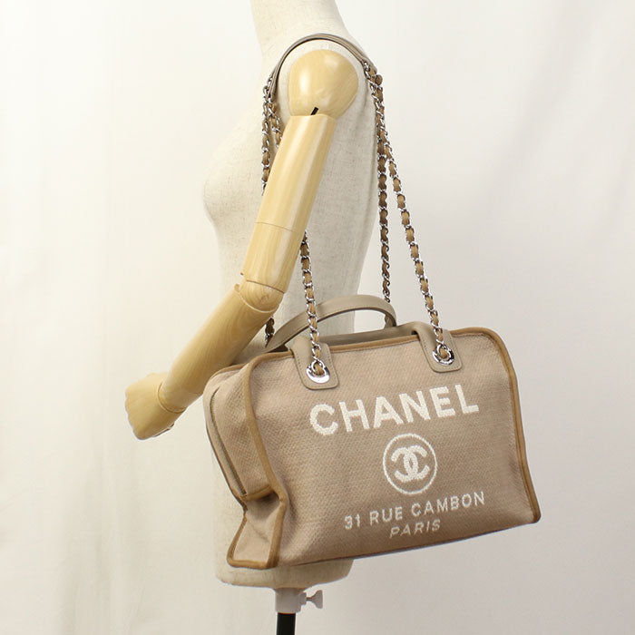 CHANEL Bowling bag 2WAY Deauville Handbag canvas 20850403 Women