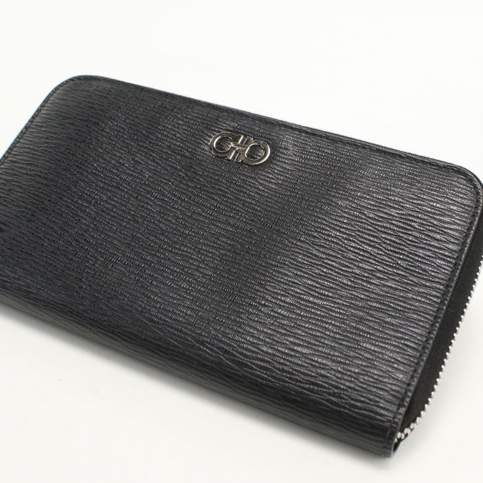FERRAGAMO Gancini 66 A590 PurseZip Around Calfskin Men