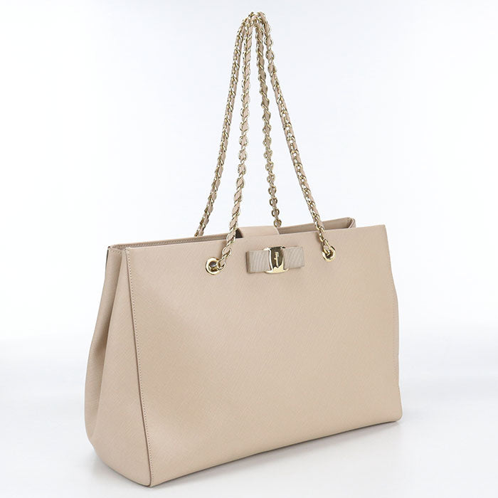 FERRAGAMO Chain Vara ribbon 21 F561 Tote Bag Calfskin Women's