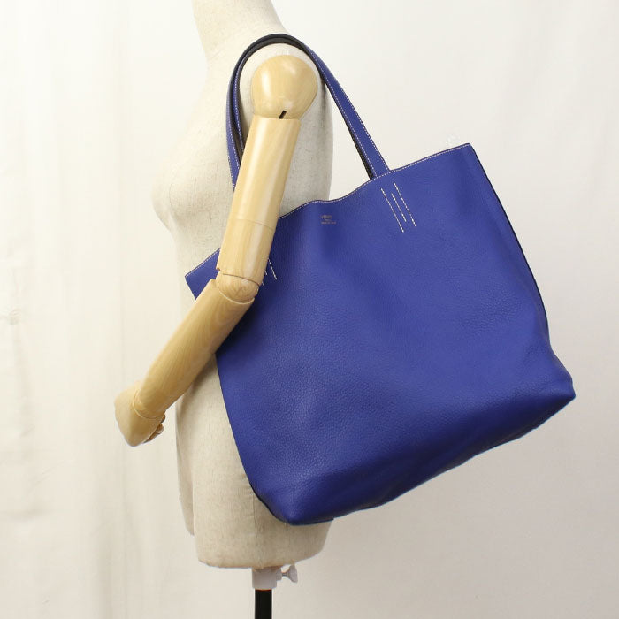 HERMES Doble Sense 45 Tote bag Taurillon Clemence Blue Electric Women