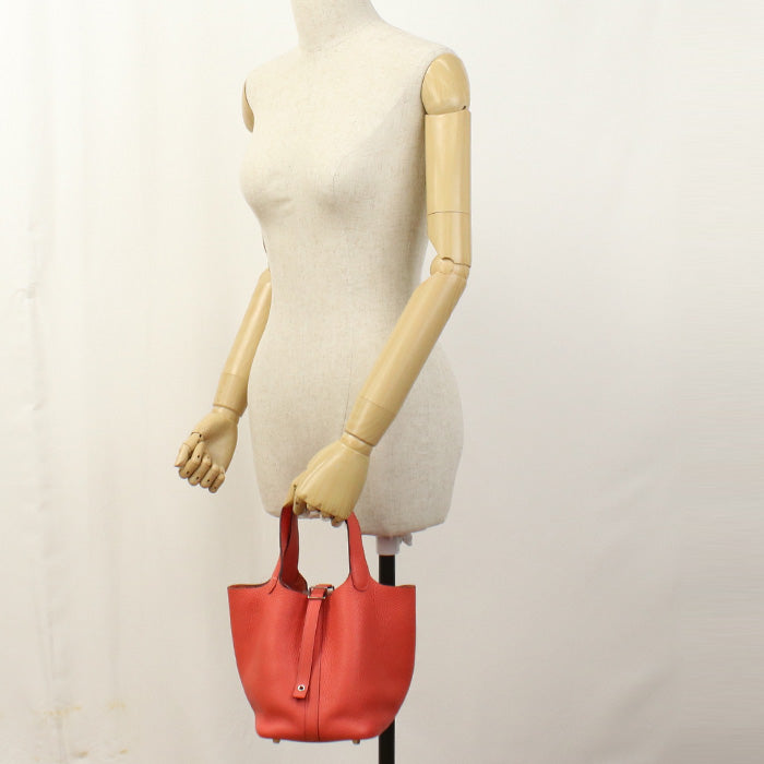 HERMES Picotan Lock PM Handbag Taurillon Clemence Rose Texas Women