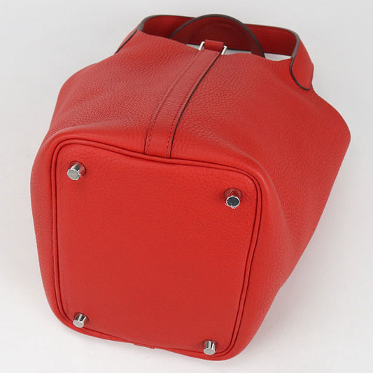 HERMES Picotan Lock PM Handbag Taurillon Clemence Rouge Kazak Women's