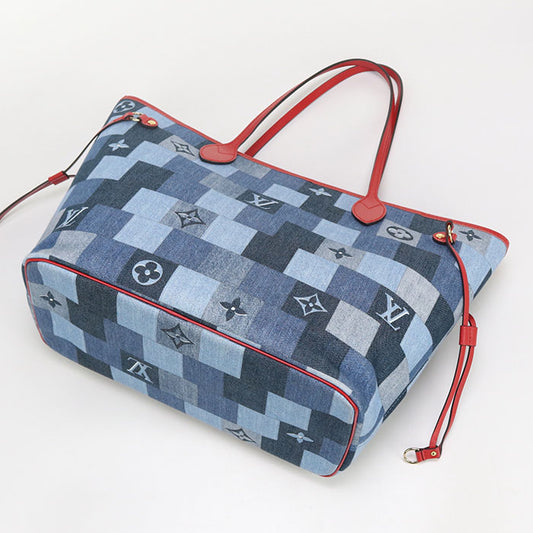 LOUIS VUITTON Neverfull MM Monogram denim M44981 Tote Bag denim/leather Women