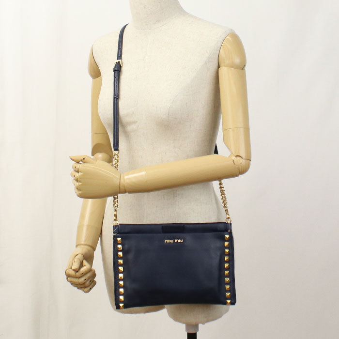 MIUMIU 2WAYChain Shoulder bag 5BH356 2A8P F0016 Diagonal Shoulder bag Calfskin Women