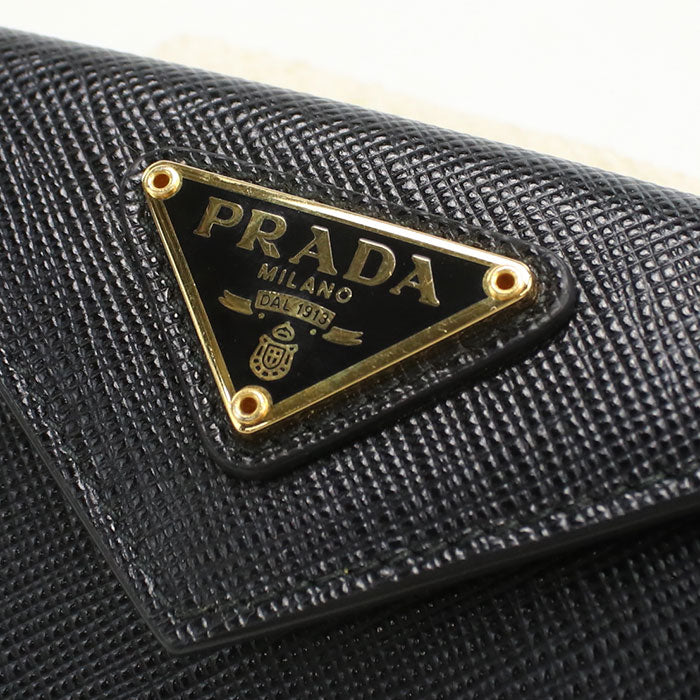 PRADA Saffiano Triangle Wallet 1BH021 QHH F0002 Tri-fold wallet with coin purse Calfskin Women