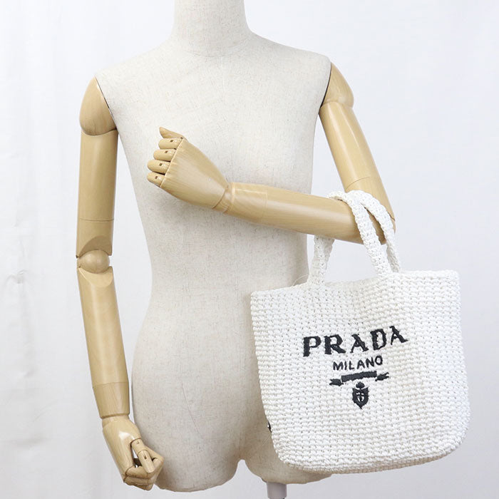 PRADA Small Crochet 1BG422 Basket bag Raffia Women's