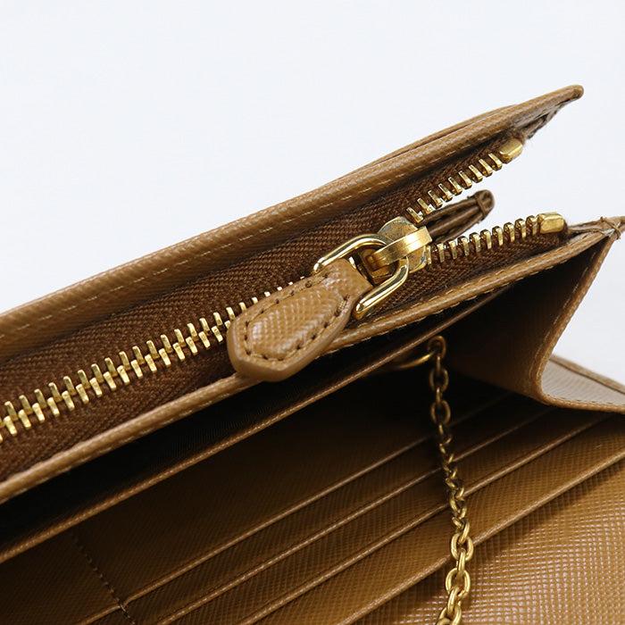 PRADA Saffiano leather wallet PR92598 Long wallet with double fold coin purse leather/Saffiano leather wallet Women