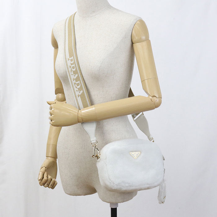 PRADA 1BH192 2EC9 F0009 Diagonal shoulder bag Fake fur/fur/leather Women