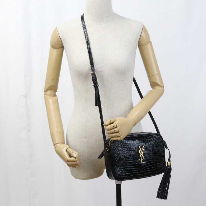 SAINT LAURENT Roux 612544 Diagonal shoulder bag Shoulder Bag/Croco embossed leather Women