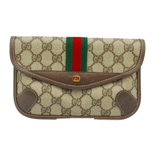 GUCCI Authentic Vintage Sherry Line Pouch Clutch Bag GG Supreme Pouch PVC Canvas