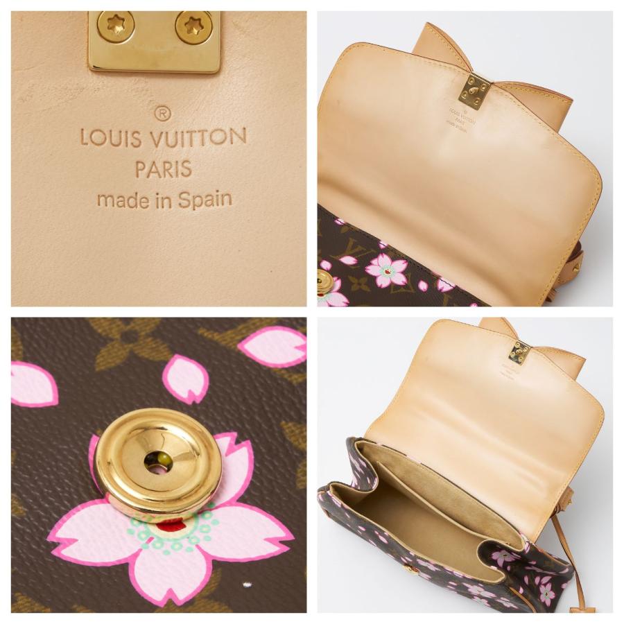 LOUIS VUITTON Authentic Vintage Sac Retro PM M92012 Handbag Monogram Cherry Blossom x Leather Brown x Pink Ribbon Cherry