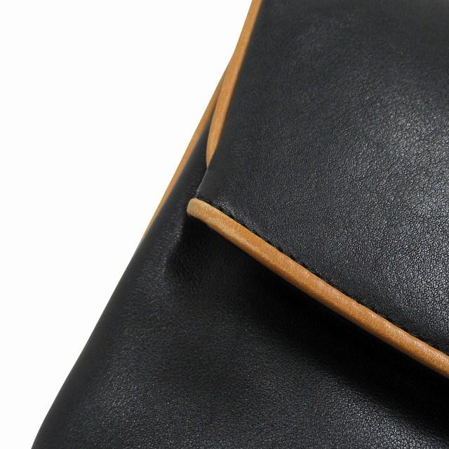 CELINE Authentic Vintage Leather Clutch Second Bag Foldable Macadam Logo Archive Black