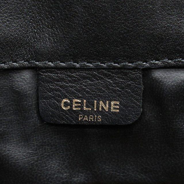 CELINE Authentic Vintage Leather Clutch Second Bag Foldable Macadam Logo Archive Black