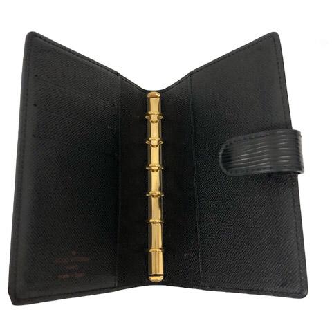 LOUIS VUITTON Authentic Vintage R20052 Agenda PM Epi Notebook Cover System Notebook Leather 6-Ring Gold Hardware Black