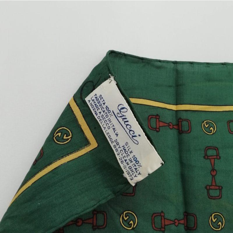 GUCCI Authentic Vintage Horsebit Pattern Silk Oval Scarf Green