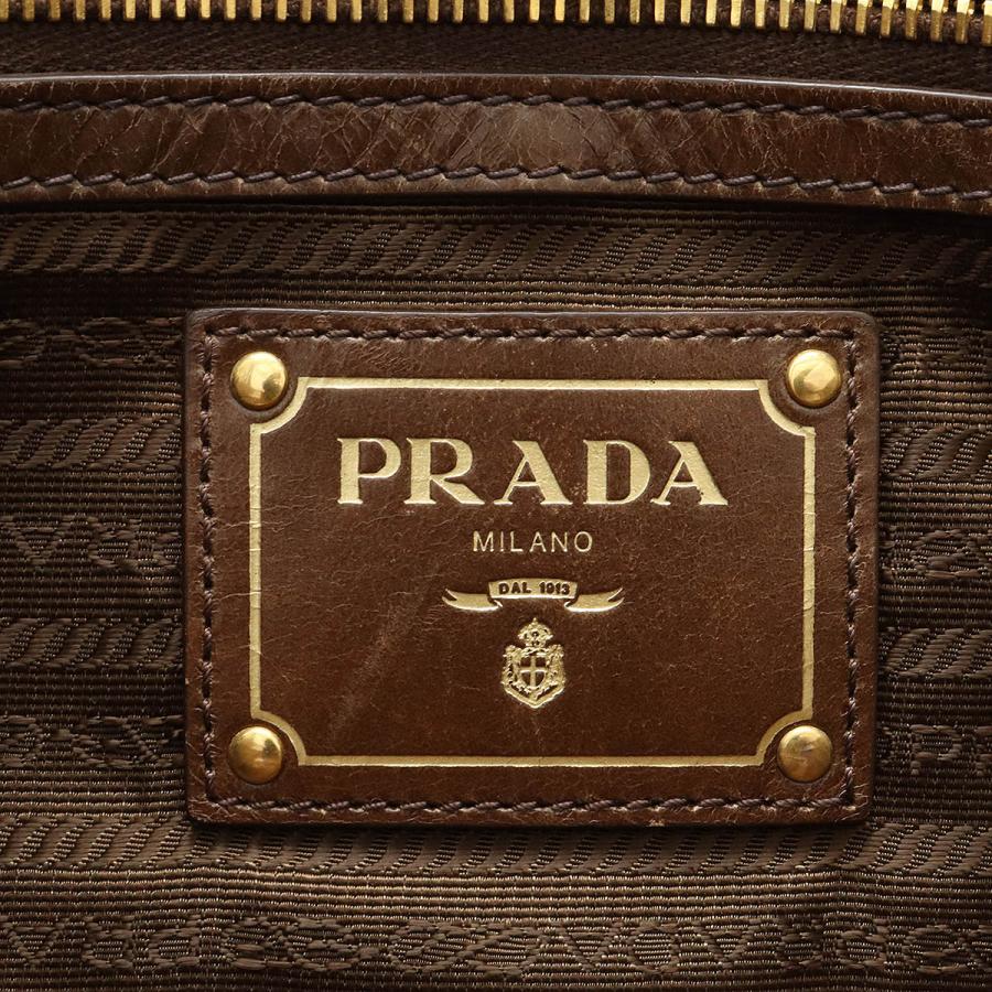 PRADA Authentic Vintage VITELLO SHINE Tote Bag 2-Way Shoulder Bag Crossbody Leather NOCCIOLO