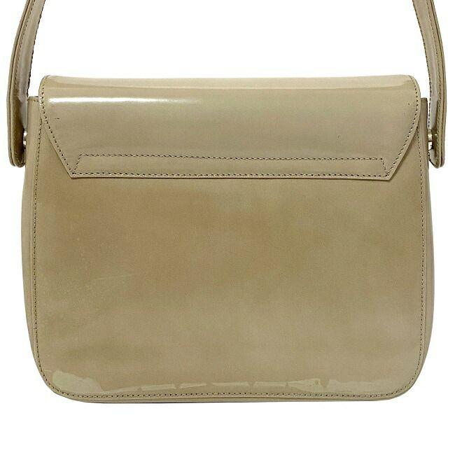 PRADA Authentic Vintage Shoulder Bag Beige Leather Used PRADA Shoulder Flap Simple Side Logo