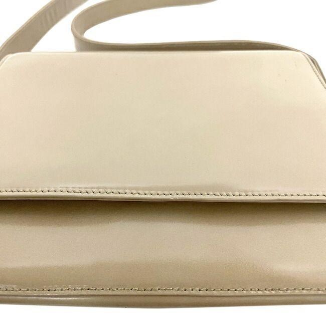 PRADA Authentic Vintage Shoulder Bag Beige Leather Used PRADA Shoulder Flap Simple Side Logo