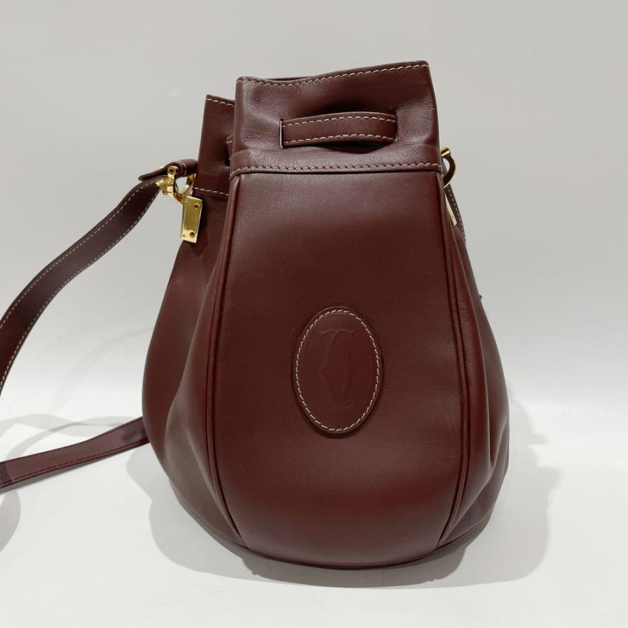 CARTIER Authentische Vintage Umhängetasche Must Line Kordelzug Crossbody Bordeaux