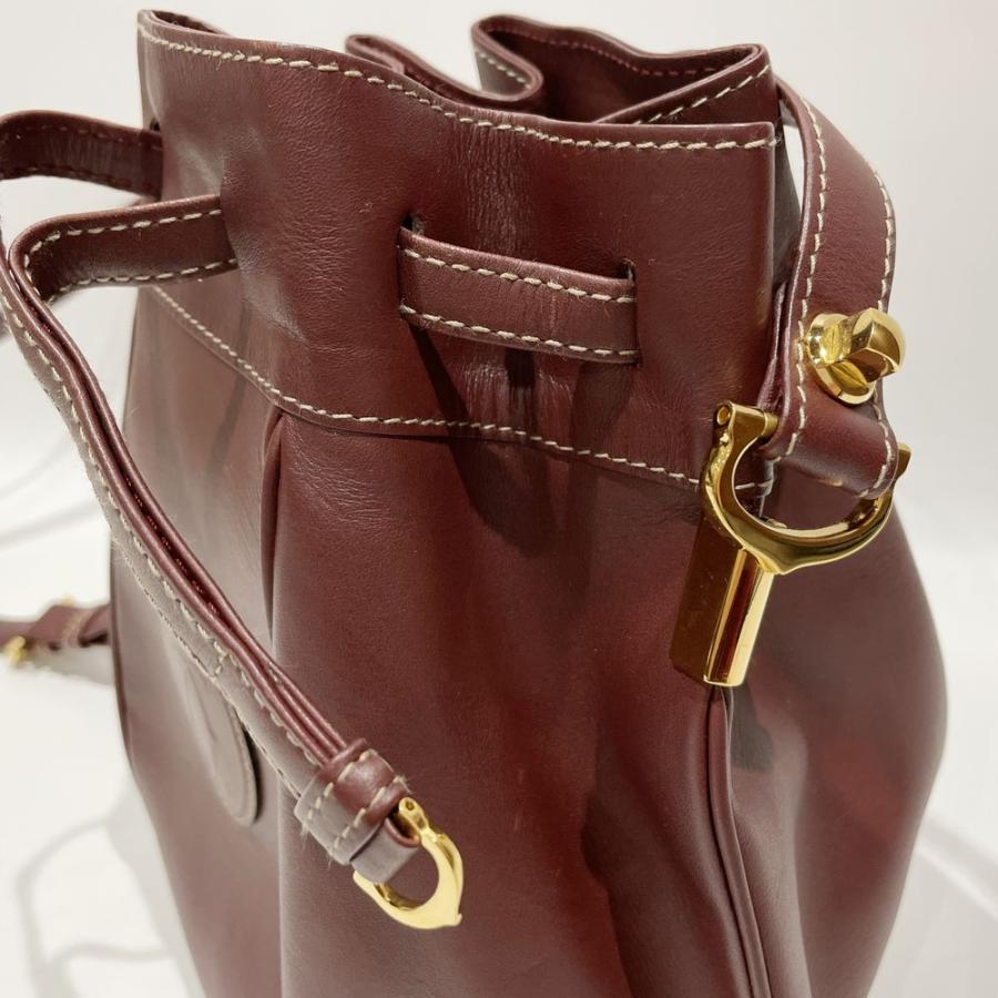 CARTIER Authentic Vintage Shoulder Bag Must Line Drawstring Crossbody Bordeaux