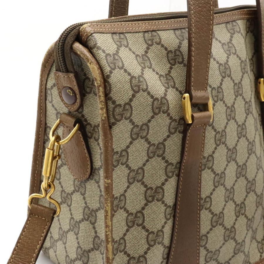 GUCCI Authentische Vintage Sherry Line Handtasche 2-Wege Umhängetasche PVC Leder Beige Braun