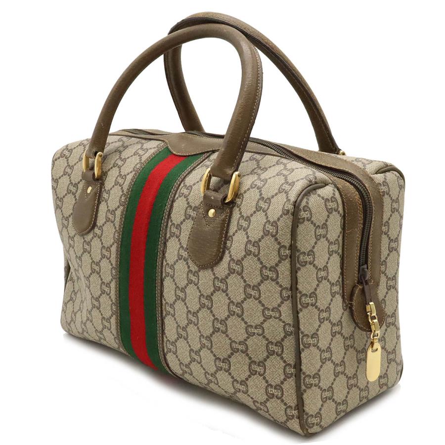 GUCCI Authentische Vintage GG Plus Sherry Line Handtasche Mini Boston Tasche PVC Leder Beige