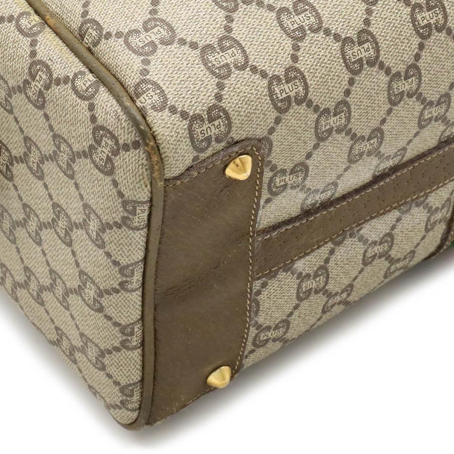 GUCCI Authentic Vintage GG Plus Sherry Line Handbag Mini Boston Bag PVC Leather Beige