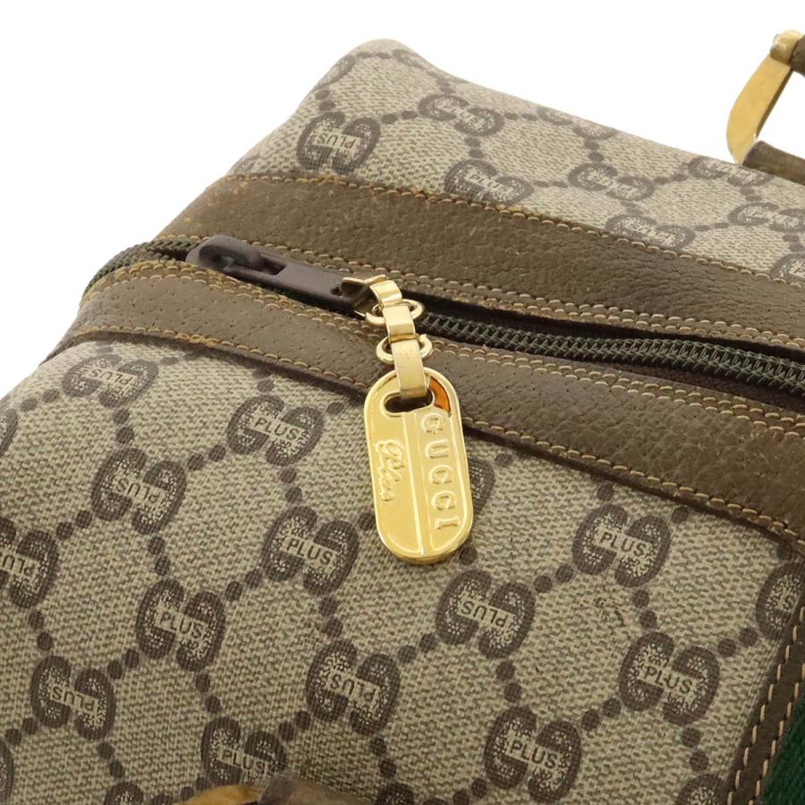 GUCCI Authentic Vintage GG Plus Sherry Line Handbag Mini Boston Bag PVC Leather Beige