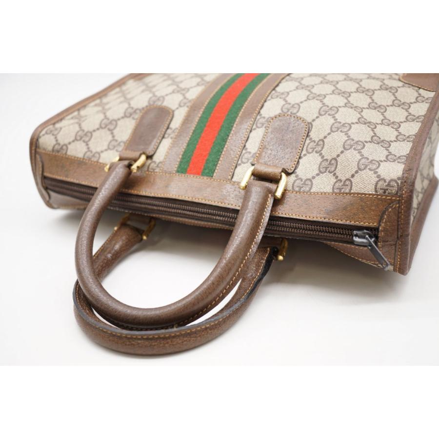 GUCCI Authentic Vintage Handbag Tote GG Plus Sherry Line PVC Leather