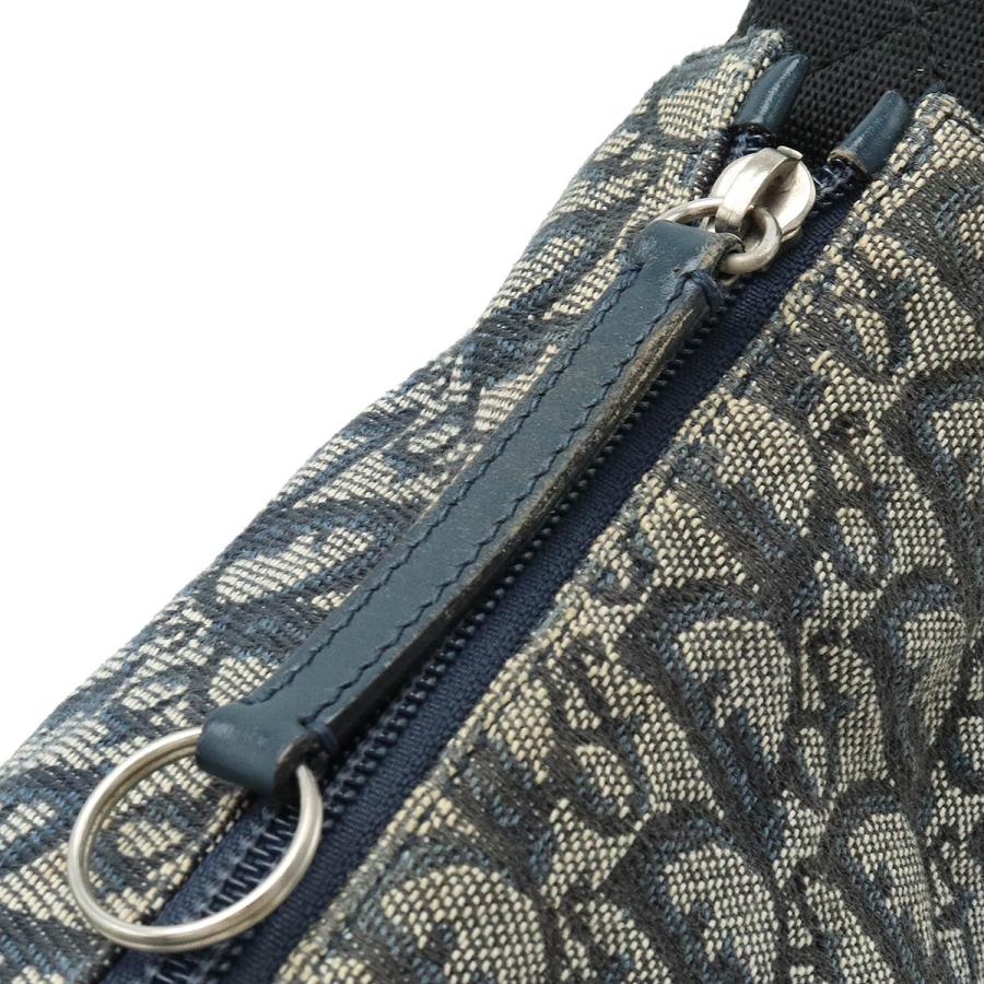 Christian Dior Authentic Vintage Trotter Shoulder Bag Crossbody Jacquard Canvas Leather