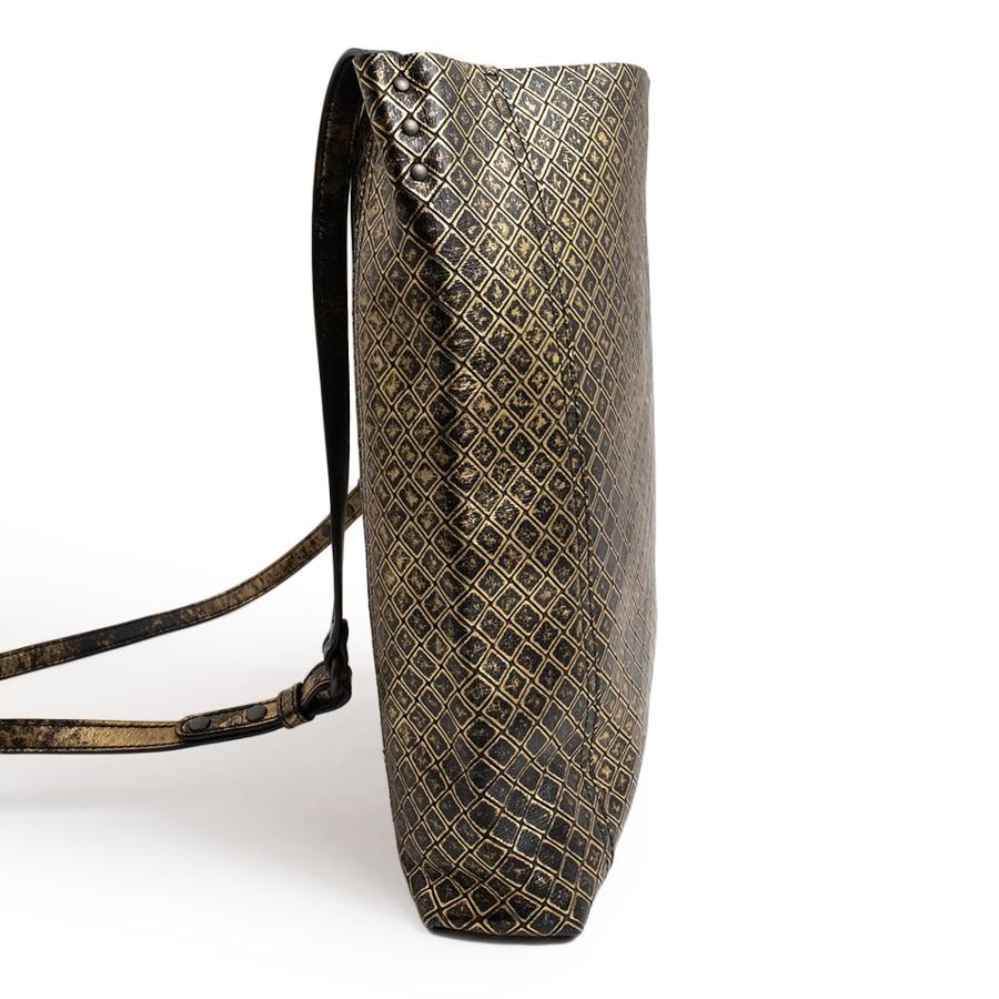 BOTTEGA VENETA Authentic Vintage Intreccio Mirage Shoulder Bag Crossbody Leather Gold Black