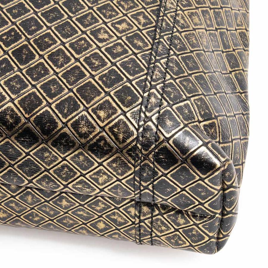 BOTTEGA VENETA Authentic Vintage Intreccio Mirage Shoulder Bag Crossbody Leather Gold Black