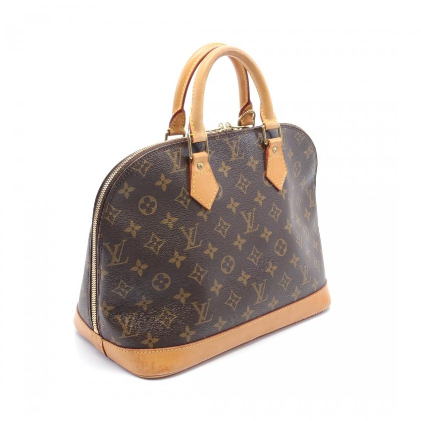 LOUIS VUITTON Authentic Vintage Alma PM Monogram Handbag PVC Leather Brown M51130